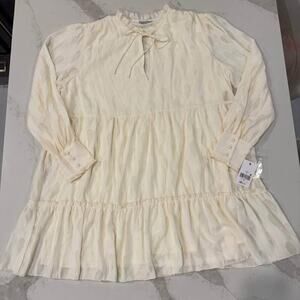 Ophelia Roe NWT Romantic Tiered Ruffle Long Sleeve Dress Women's Size 1X Cream